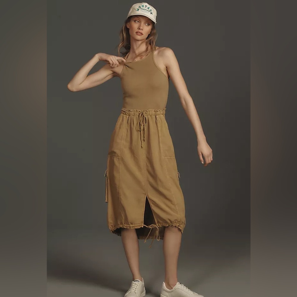 NWT DAILY PRACTICE BY ANTHROPOLOGIE HIGH-NECK TANK TWOFER DRESS Size: M